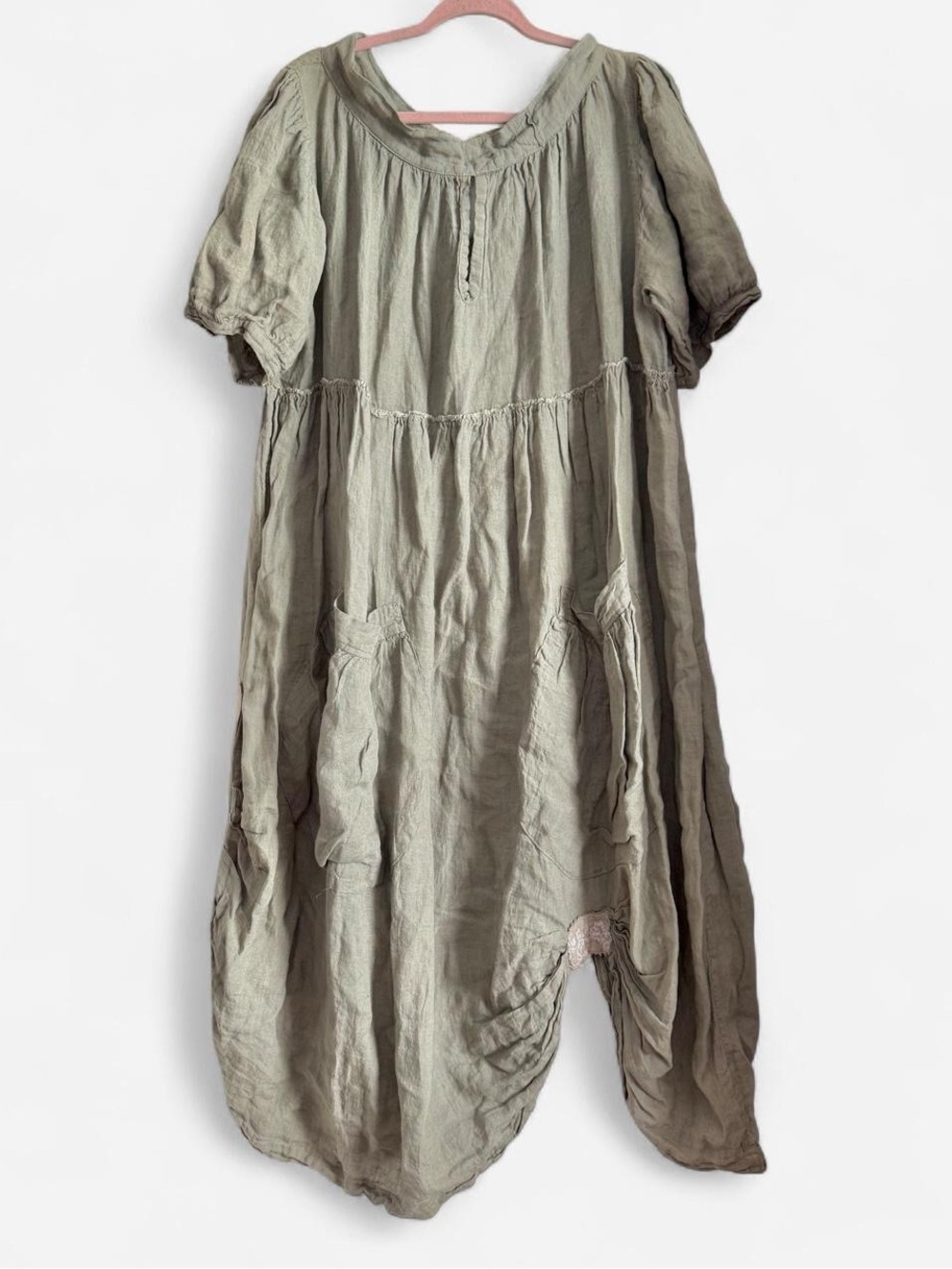 Magnolia Pearl Olive Green Linen Midi Dress